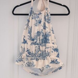 Blue and Cream Halter Top